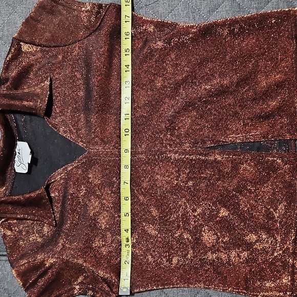 Vintage 90s Selena Shimmering Bronze Short Sleeve Top Medium - Picture 7 of 9